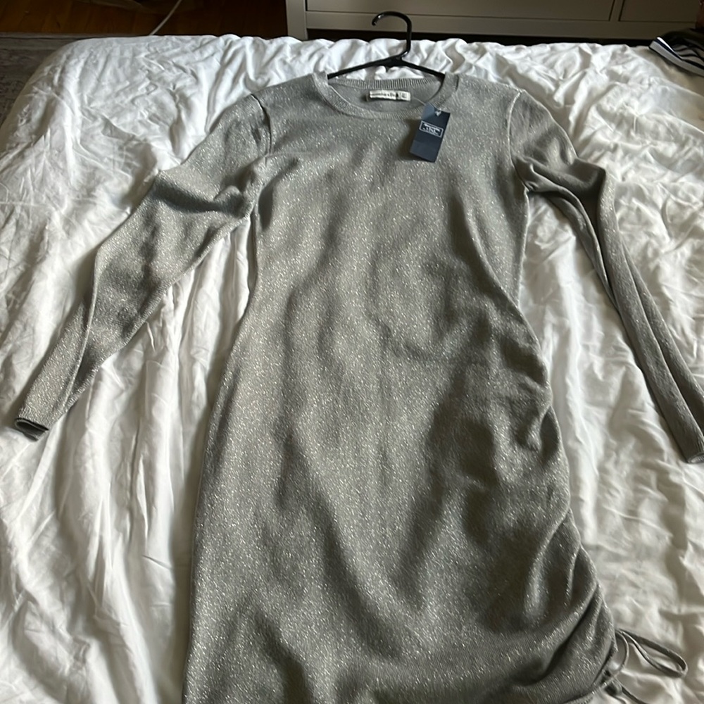 Abercrombie Silver Glitter Knit Dress NWT